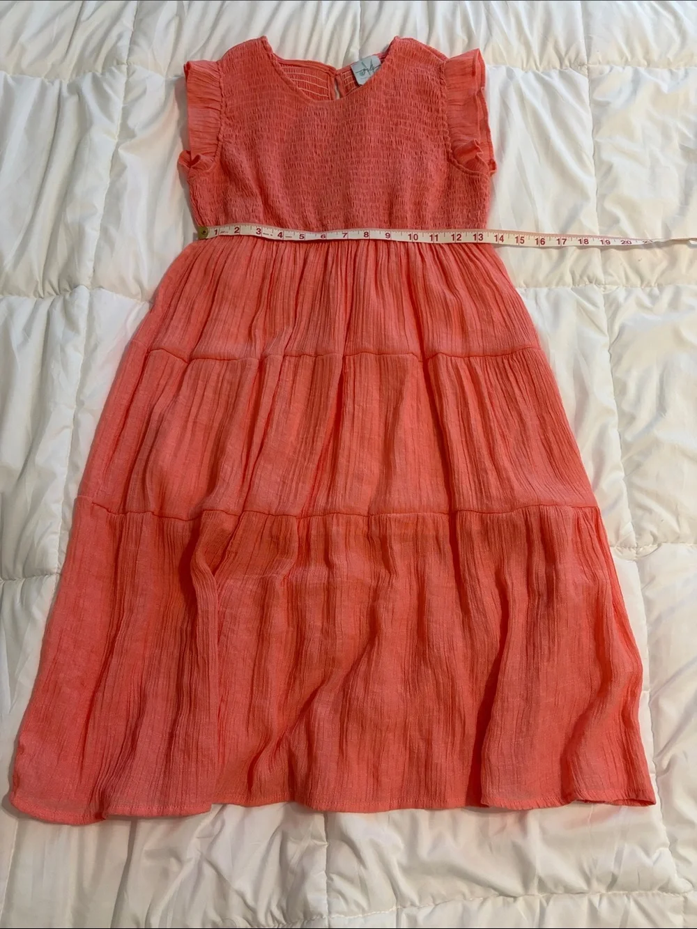 Shop the Mint Girls coral ruffle sleeve dress - Size XL